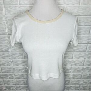 URBAN OUTFITTERS BDG NWT Ivory Ribbed Short Sleeve Crop Tee T-Shirt Size L